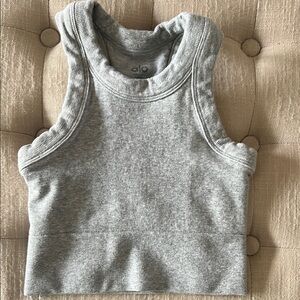 ALO Yoga Gray Ribbed Tank Top
